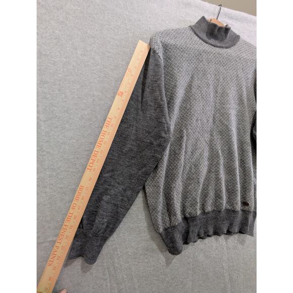 Paul Mark Sweater Mens M Gray Long Sleeve Colorblock Mock Neck Lounge Pullover - Picture 7 of 9